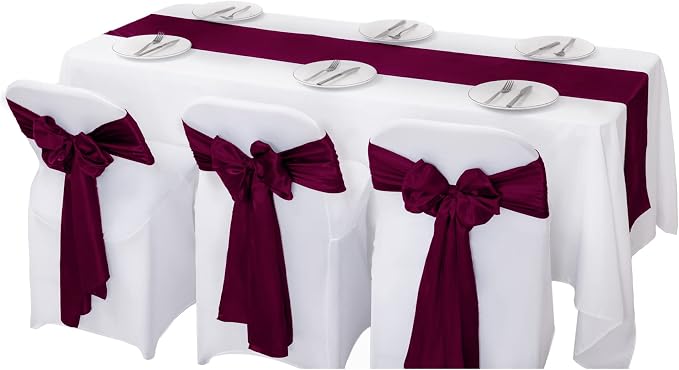 6Pack Table Runner 12 x 108 Inches Satin Silk Table Runner for Wedding, Birthday Party, Banquets, Graduations Decoration, fit Rectange and Round Table-Burgundy - Image 5