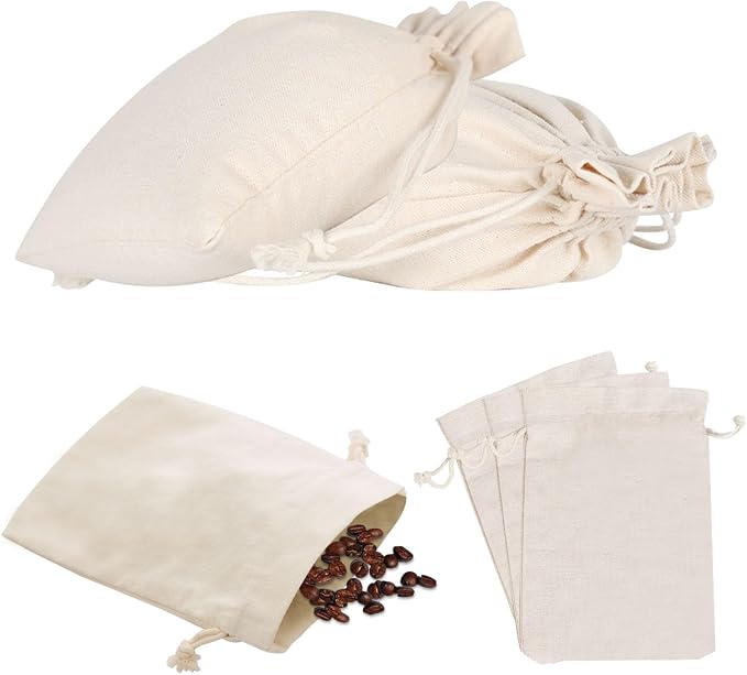 60 Pieces Cotton Drawstring Bags, Reusable Muslin Bag (10 x 15 cm) for Storage, Teas, Candy, Spices, Jewelry, Gifts, Wedding Party and Home Decoration DIY Craft - Image 5