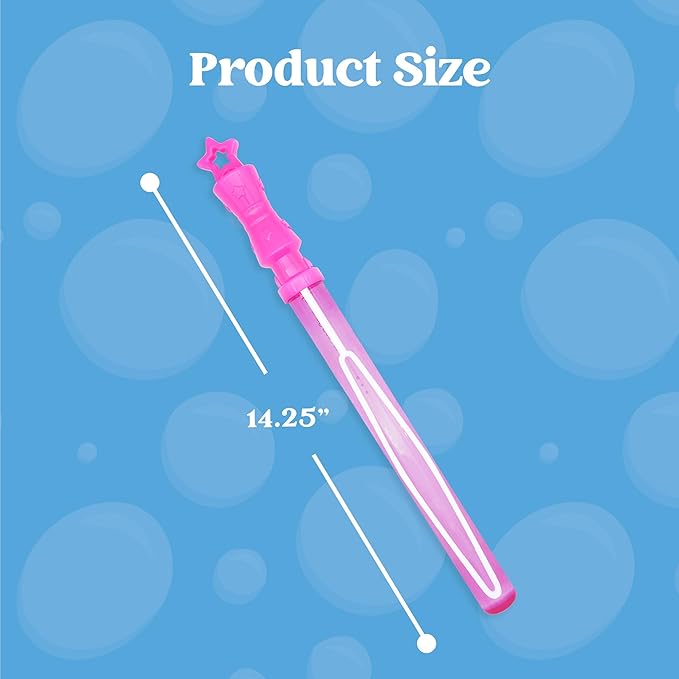 JOYIN 24 Pack 14.25’’ Bubble Wands Assortment, 6 Colors Giant Bubble Wands Party Favors Kids Summer Toys Outdoor Play Toys Games Christmas Birthday Party