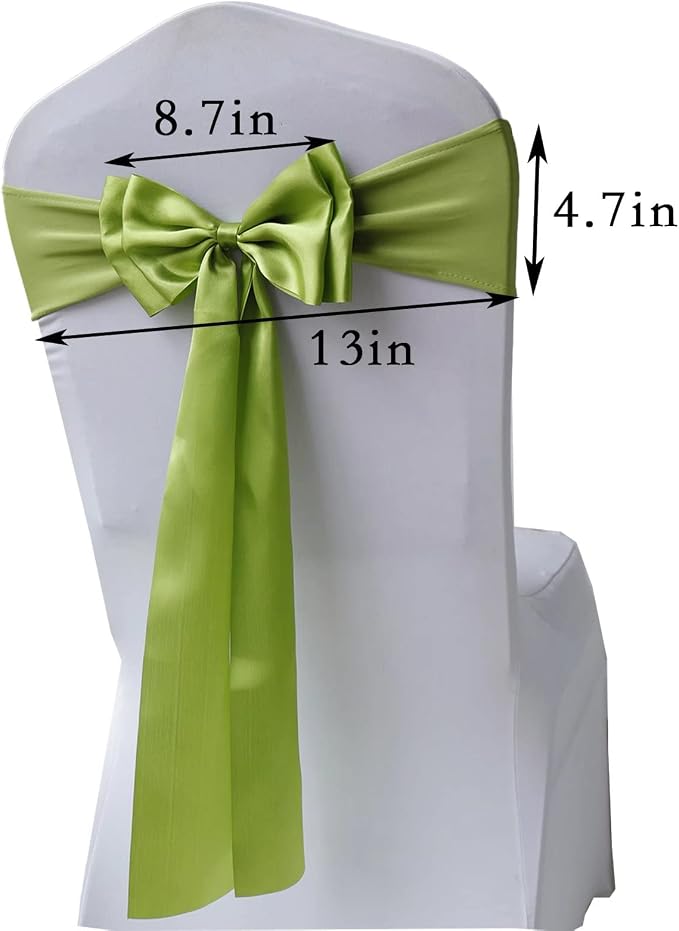 Pack of 12 Chair Sashes Spandex Chair Bands Satin Chair Sashes Chair Ribbons Bows Stretch Chair Sashes for Wedding Party Events Banquet Hotel Home Kitchen Chair Cover Decoration（12 PCS Grass Green） - Image 3