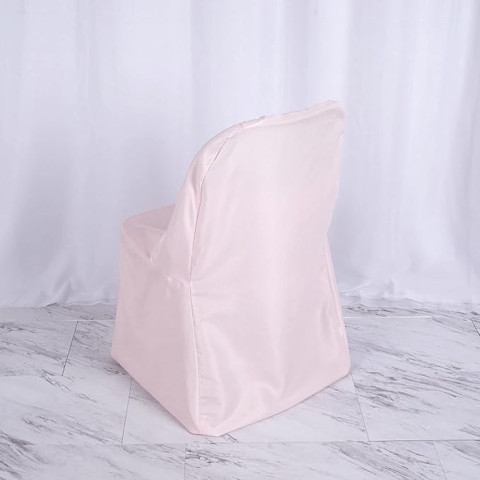 Efavormart 30 PCS Blush Linen Polyester Folding Chair Covers for Dining Chairs Party Wedding Banquet Outdoor Event Catering Slipcovers - Image 8