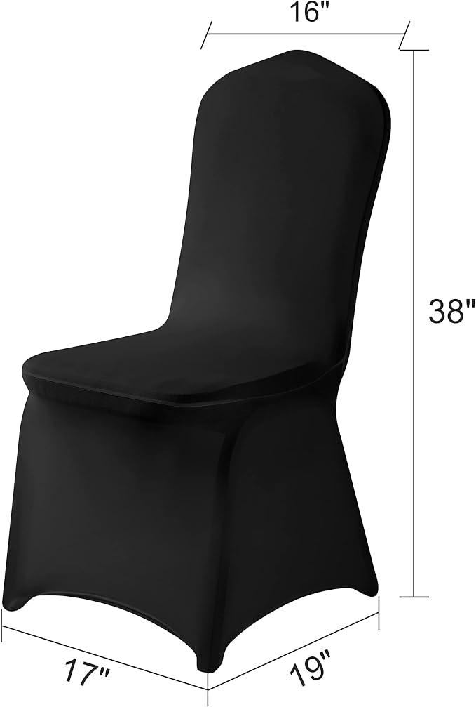 Spandex Chair Covers, 100PCS, Removable Washable Protector for Living Room, Party, Banquet, Wedding, Hotel (Black) - Image 2