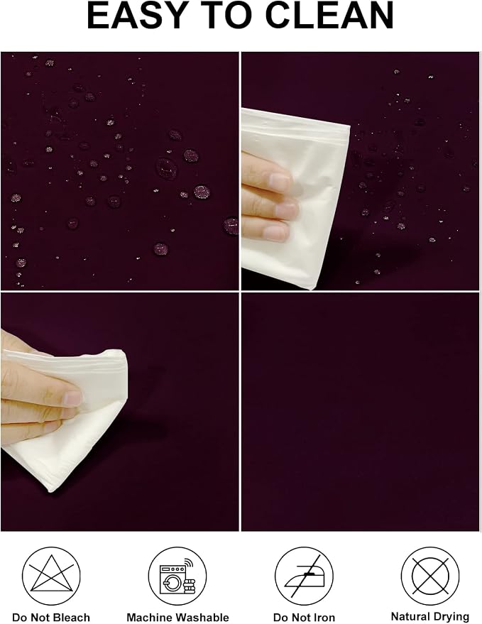 Fokitut 2 Pack Waterproof Rectangle Tablecloth, 60x120 Inch,Stain Resistant and Wrinkle Polyester Table Cloth, Fabric Table Cover for Kitchen Dining, Wedding, Party, Holiday Dinner-Eggplant - Image 2