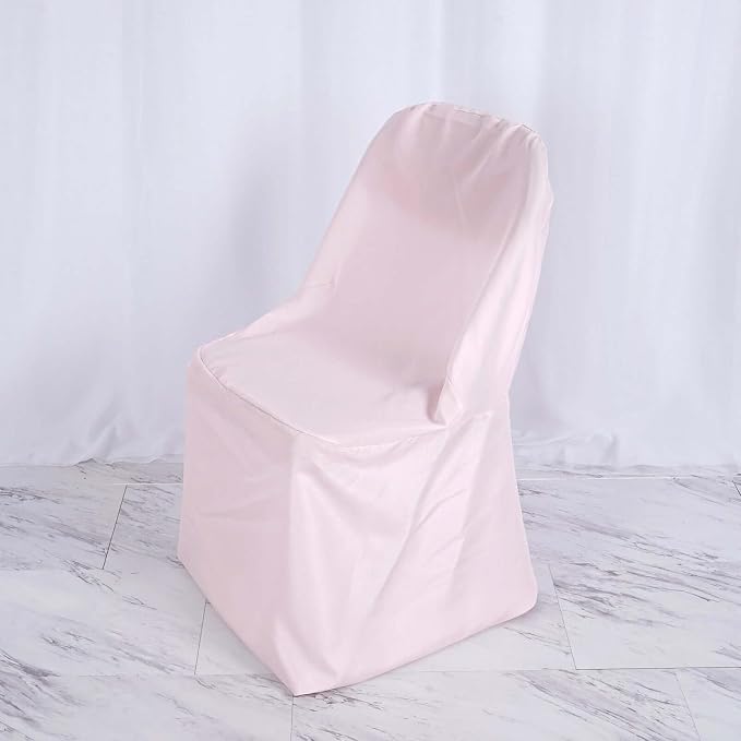 Efavormart 30 PCS Blush Linen Polyester Folding Chair Covers for Dining Chairs Party Wedding Banquet Outdoor Event Catering Slipcovers - Image 2