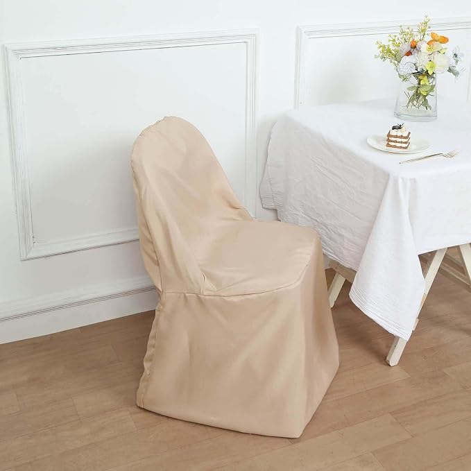 Efavormart 10 Pack Nude Linen Polyester Folding Chair Covers for Dining Chairs Party Wedding Banquet Outdoor Event Catering Slipcovers - Image 7