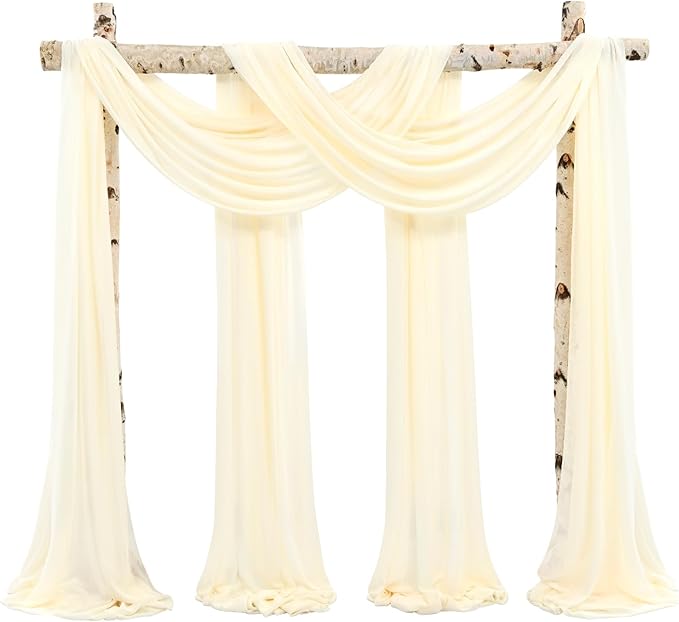 Showgeous Wedding Arch Draping Fabric Beige Chiffon Fabric Drapes by Showgeous