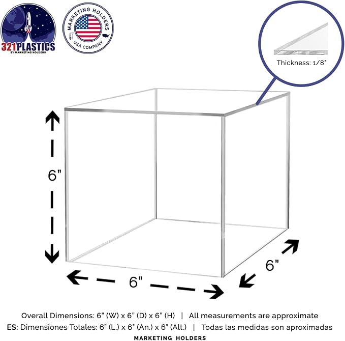6" Clear Acrylic Display Box with One Open Side No Lid Versatile Square Retail Product Riser or Merchandise Storage Bin by Marketing Holders - Image 7