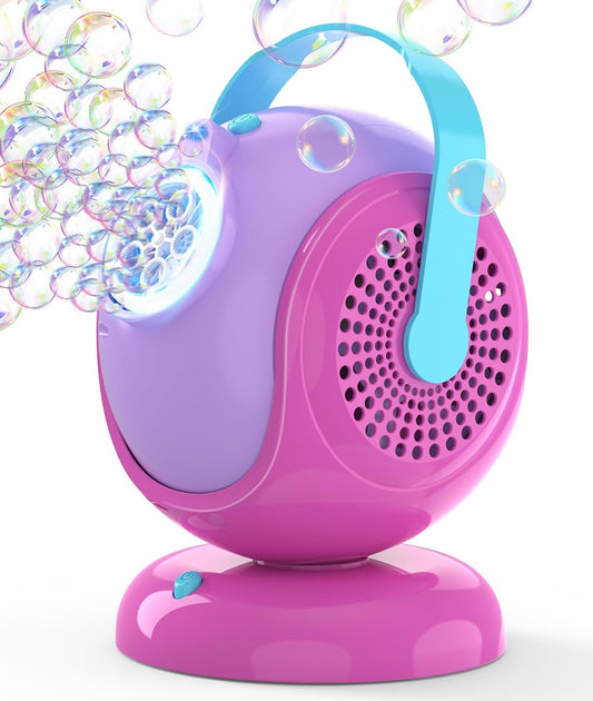 Bubble Machine, Automatic 360° Rotation & 75° Adjustment Bubbles Blower for Kids, Toddlers, Bubble Toys with LED Light - Gifts for Girls 1+ Year Old, Halloween, Outdoor, Birthday, Party