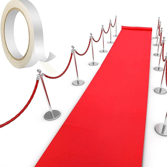 Shappy Red Carpet Runner Rug for Party 55gsm Thickness with 1 Piece Carpet Tape for Wedding Christmas Xmas Thanksgiving Outdoor Accessories, Wedding Party Hallway Rug(4 x 300 Feet)