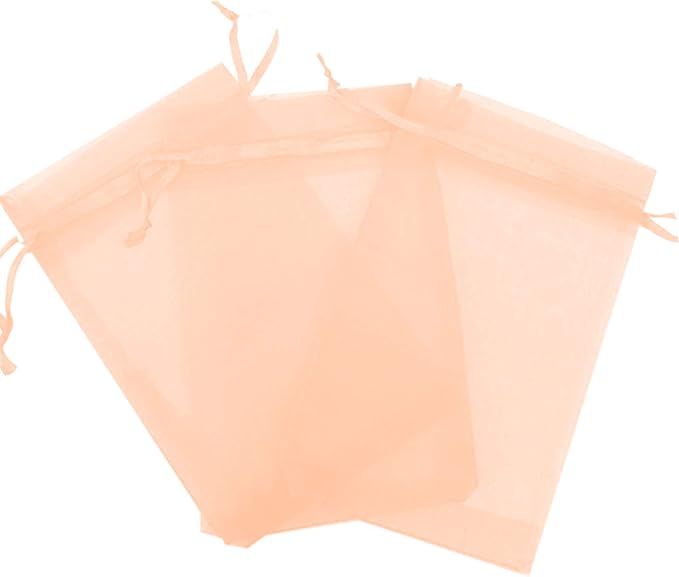 100 Pcs Peach 2x3 Sheer Drawstring Organza Jewelry Pouches Wedding Party Favor Gift Bags Candy Bags by Kyezi+Design+and+Craft