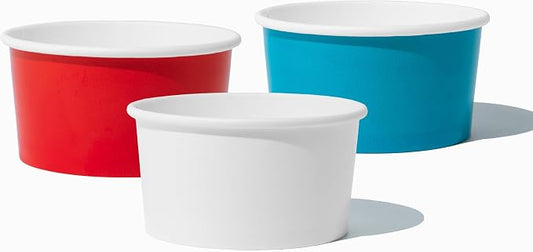 UNIQ 6 oz Ice Cream Cups | Disposable Leak Resistant Paper Dessert Cups for Ice Cream, Frozen Yogurt, Gelato, Soup & Snacks | Takeout Cups for Parties, Catering & Business (100, Red White & Blue) by UNIQSupply