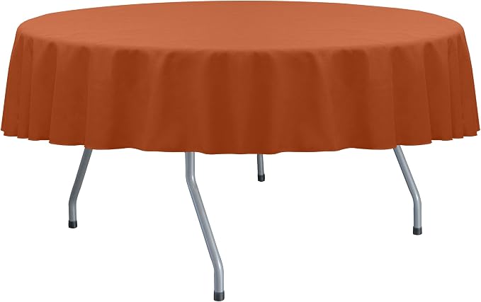 Ultimate Textile 72-Inch Round Cotton-Feel Tablecloth, Orange, 10 Pack | Bulk Case of 10, 100% Spun Polyester Fabric, MJS-Spun Construction, Cotton-Like Hand, Machine Washable, Wrinkle-Resistant by UltimateTextile