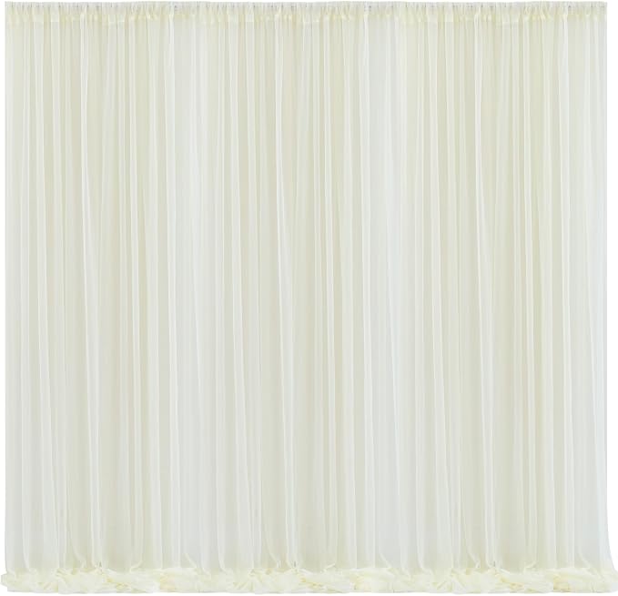 10x10 Ivory Tulle Backdrop Curtains for Parties, Sheer Backdrop Curtain Wedding Photo Background Drapes for Baby Shower Photography Birthday Party by WishCare
