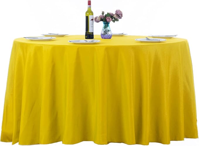 Ascoza 2pack 120 Inch Yellow Round Tablecloth in Washable Polyester Fabric for Wedding/Banquet/Restaurant/Parties… by Ascoza