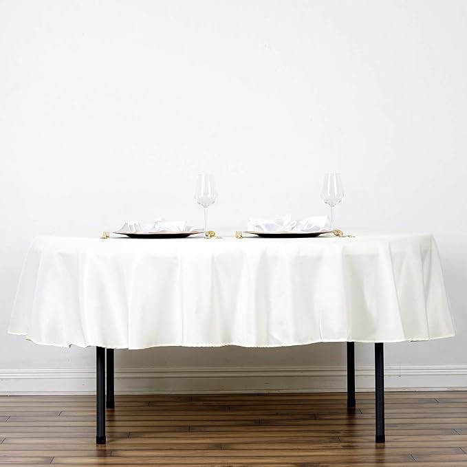 Balsa Circle 6 pcs 90 inch Ivory Round Washable Polyester Easy-Care Tablecloth for Indoor and Outdoor Bridal Shower Wedding Table Buffet Table Parties Kitchen Dining - Image 3