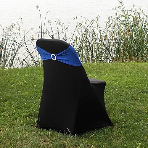 50pcs Spandex Sashes for Chair Wedding Party Banquet Decoration Stretch Chair Sashes Bows Chair Bands with Buckle for Wedding Hotel Banquet Birthday Party Decorations(Royal Blue) - Image 4