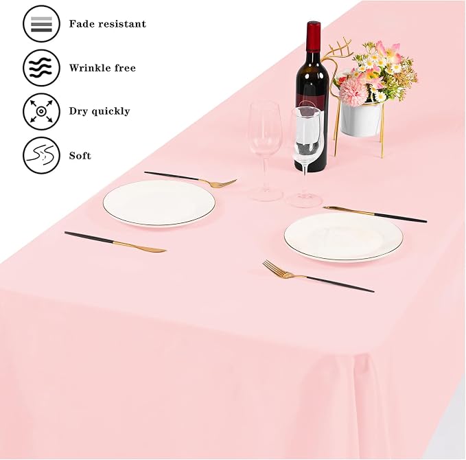 YMHPRIDE 6 Pack Pink Polyester Tablecloths, 60 x 102 inch, Rectangular, Wrinkle Resistant, for 6FT Tables, Parties, Weddings, Banquets, Indoor/Outdoor Use - Image 7