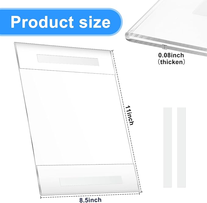Kigley 30 Pack 8.5 x 11 Acrylic Sign Holder, Wall Mount No Drilling | Clear Wall Display Frame Door with Adhesive Tape, Sign Menu Rack Poster Flyer Holder for Office Home Store Restaurant - Image 2