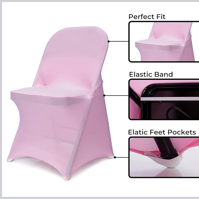 Babenest Stretch Spandex Folding Chair Covers for Wedding, 30PCS Pink | Upgraded Universal Washable, Fitted Chair Slipcovers Protector for Holidays, Banquet, Party, Easter Celebration - Image 4