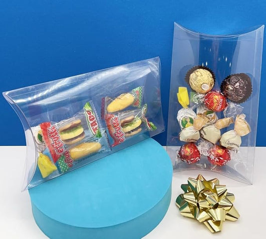 24 PCS Clear PVC Pillow Boxes – 7x5x1-1/2 Inch Plastic Packaging for Party Favors, Weddings, Gifts, Retail Display, Samples, Candy, Crafts by Unknown
