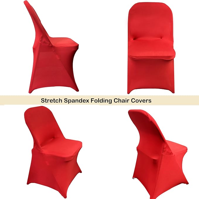 HAINARverS Stretch Spandex Folding Chair Covers 30PCS Red, | Universal Fitted Chair Cover Protector for Wedding,Party, Banquet, Holidays, Celebration, Decoration - Image 4