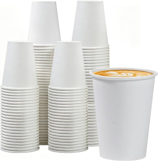 Lamosi 100 Pack 12 oz Paper Cups, Disposable Coffee Cups | for Hot/Cold Drinks, Great for Coffee, Juice, Tea, Travel, Parties, Picnics, and Home Use by BuyNow