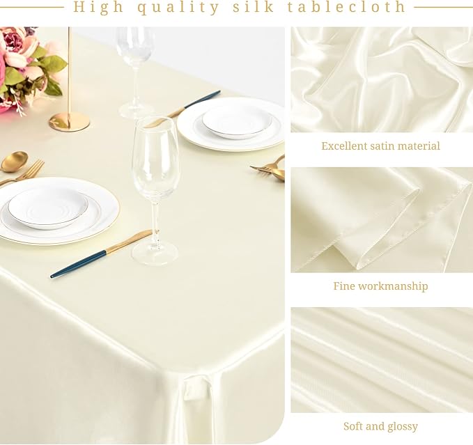 12 Pack Ivory Satin Tablecloth, 57 x 108 Inch - Image 3