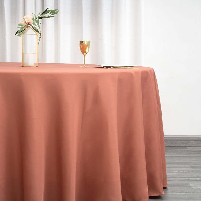 Tableclothsfactory 10PCS | 120" Wholesale Round Tablecloth Polyester Round Table Linens for Wedding Party Banquet Restaurant - Terracotta (Burnt Orange) for Party & Decorations - Image 2