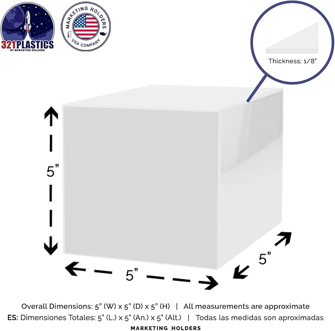 4 Pack 5 Inch Acrylic Display Riser Box White Preassembled Square Retail Product Riser One Open Side No Lid Merchandise Storage Box Flippable Cubby for Expos and Tradeshows by Marketing Holders - Image 6