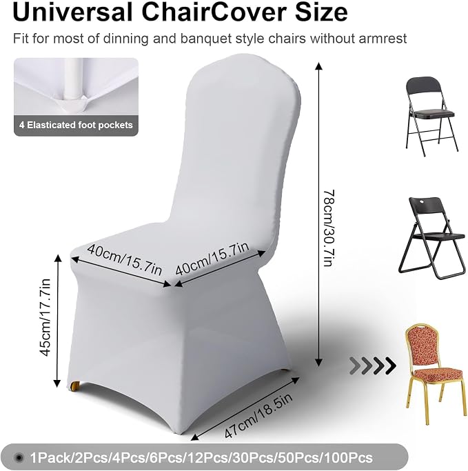 Trlyc Spandex Banquet Chair Covers 50 Pcs White for Wedding Party - Image 3