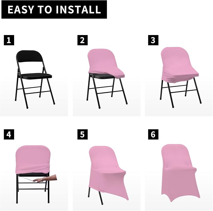 HAINARverS Folding Chair Covers for Wedding, 10pcs Pink | Stretch Spandex Washable Fabric Chair cover, Decoration Chair Cover for Wedding, Party, Banquet, Birthday, Conference, Event - Image 6