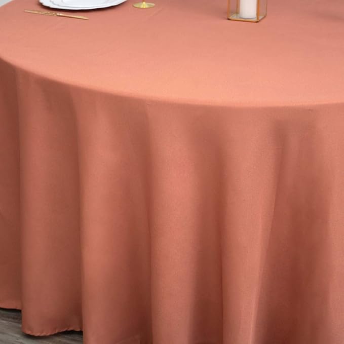 Tableclothsfactory 10PCS | 120" Wholesale Round Tablecloth Polyester Round Table Linens for Wedding Party Banquet Restaurant - Terracotta (Burnt Orange) for Party & Decorations - Image 7