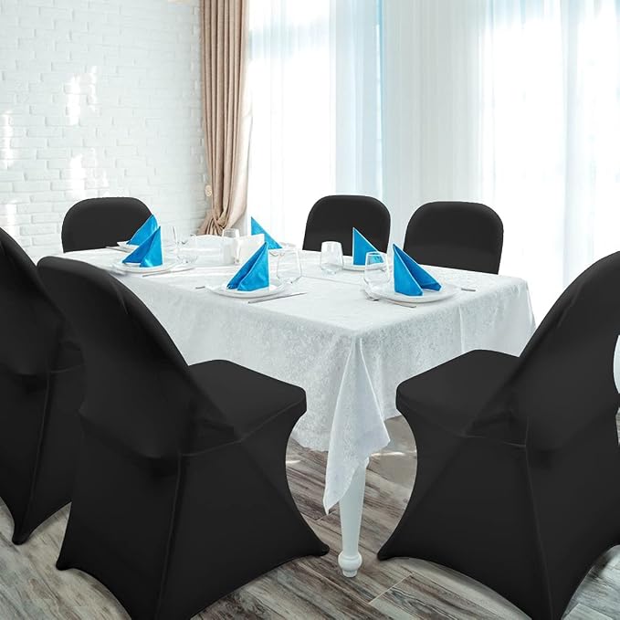 Babenest Stretch Spandex Folding Chair Covers for Wedding, 100PCS Black | Upgraded Universal Washable, Fitted Chair Slipcovers Protector for Holidays, Banquet, Party, Easter Celebration - Image 7