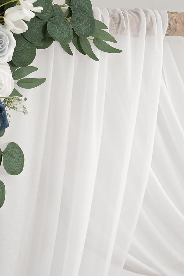 Olalaka Dusty Blue Artificial Wedding Arch Flowers Kit (Pack of 3) with 26Ft White Shiny Arch Draping Fabric for DIY Wedding Party Ceremony Reception Backdrop Floral Decoration - Image 8
