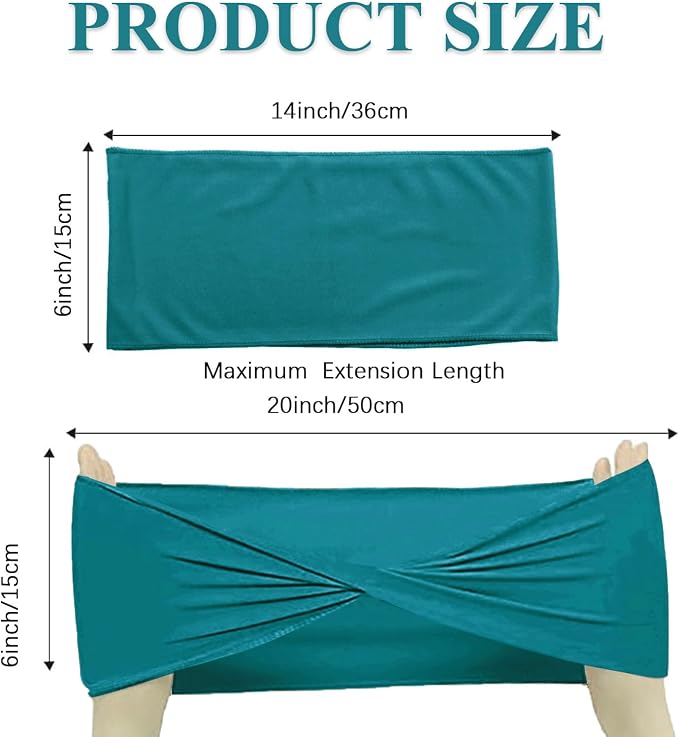Turquoise Chair Sashes Bows 50 Pack, Spandex Blue Chair Cover Bands Ties Without Buckle for Gender Reveal Baby Shower Decoration - Image 2