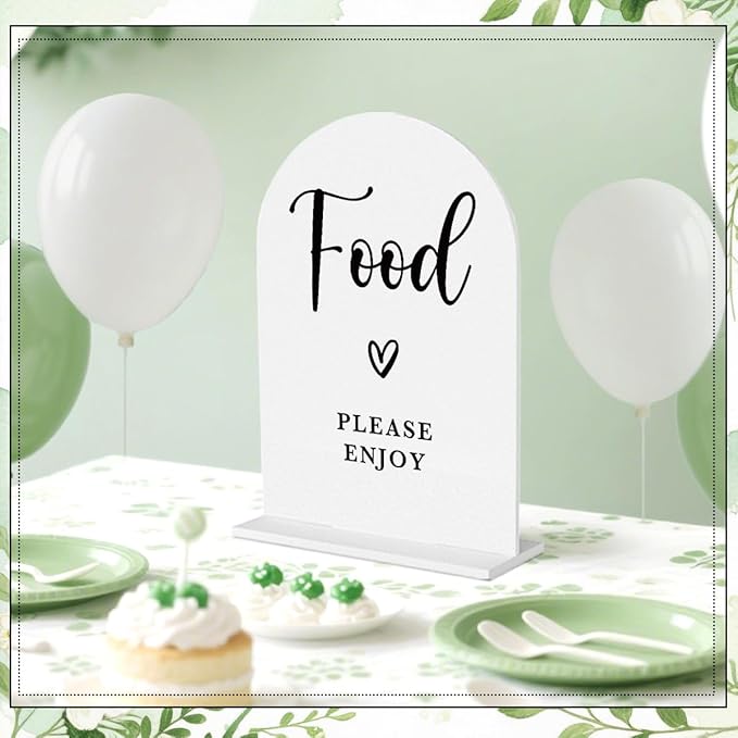 6 Pcs Baby in Bloom Shower Decorations, Baby Shower Sign, Newborn Gifts, Cards and Gifts Signs, Guest Book Sign, Modern Arched Acrylic Table Top Signs With Stand for Birthday Party Decorations (White)