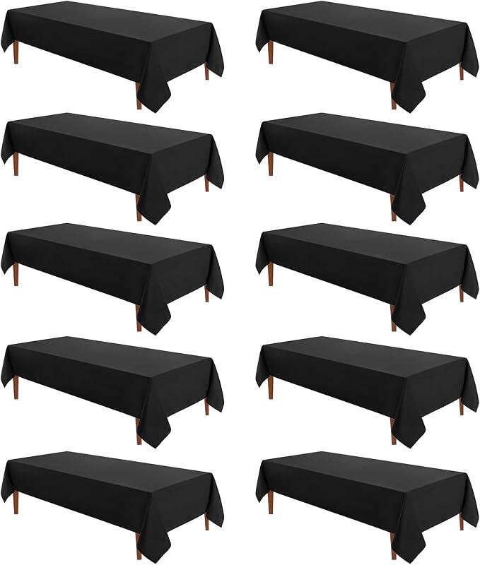 VidaFete 10 Pack 60 * 120inch Black Rectangle Tablecloth for 6ft Tables | Stain & Wrinkle Resistant Rectangular Table Cloth for Kitchen Dining Wedding Banquet Decoration, Polyester Fabric by VidaFete