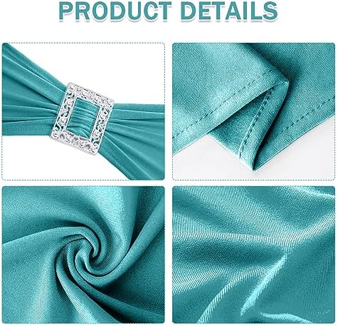Joccun 30 PCS Spandex Chair Sashes Bows Stretch Chair Cover Band with Buckle Slider Universal Elastic Chair Ties for Wedding Banquet Party Event Decoration (Turquoise) - Image 3