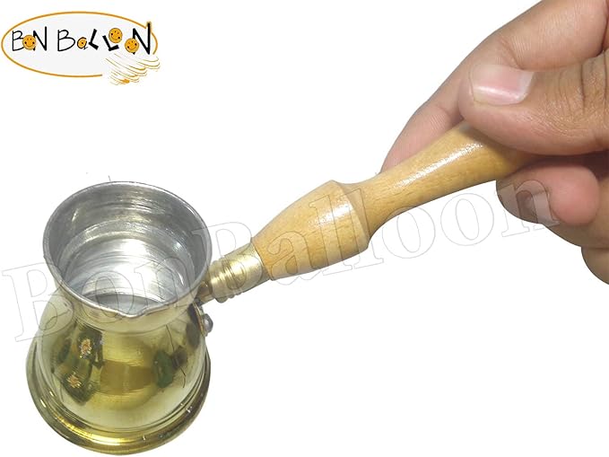 1 Brass Copper Pot Ibrik Briki Turkish Greek Coffee Maker Jazva Cezve Jezve Turka Ararat Arabic Arabian Arabic With Wooden Handle Hand Hammered Handmade Egypt Egyptian Decanter Size No2 (2.70oz/80ml)