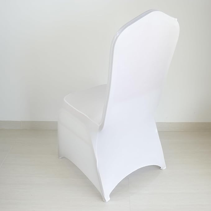 30 80 100Pieces White Wedding Chair Covers Stretch Polyester Spandex for Wedding Party Banquet Seat Covers (White Arch, 10PCS) - Image 3