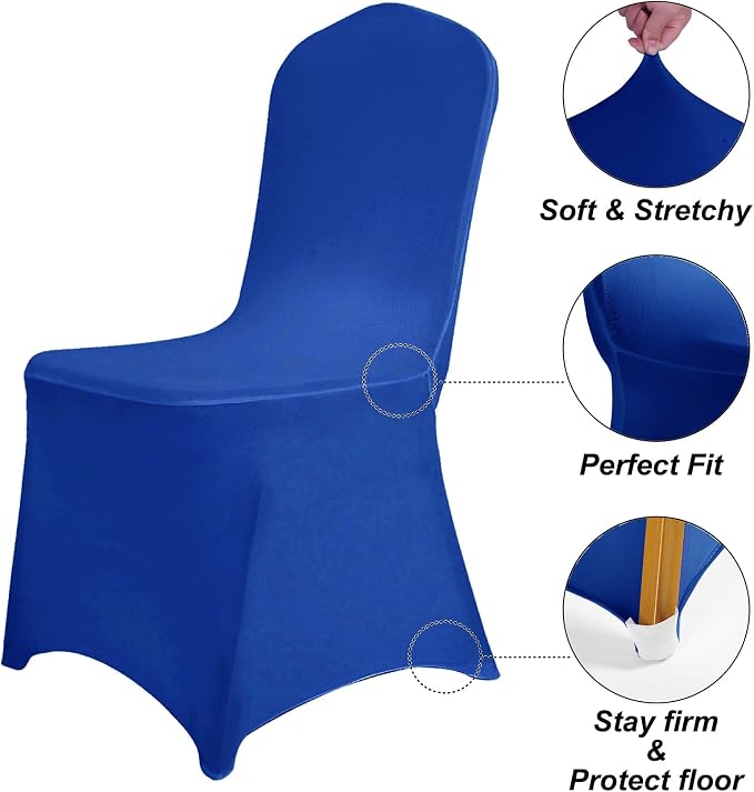 SUPERO Royal Blue Waterproof Polyester Spandex Chair Cover (12PCS), Universal Fit for Indoor/Outdoor Activities, Protector for Party, Banquet, Wedding Event, Hotel - Image 5