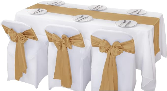 6Pack Table Runner 12 x 108 Inches Satin Silk Table Runner for Wedding, Birthday Party, Banquets, Graduations Decoration, fit Rectange and Round Table-Champagne - Image 5