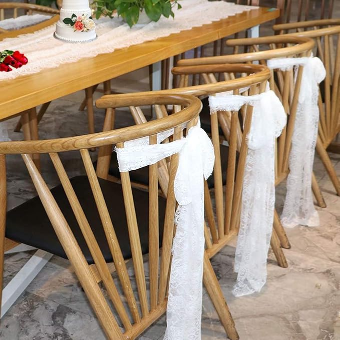 20 Pcs White Lace Table Runners 14 x 120 Inch for Wedding Bridal Shower Baby Shower Party Table Decoration, Rustic Rose Embroidered Boho Table Runner - Image 6