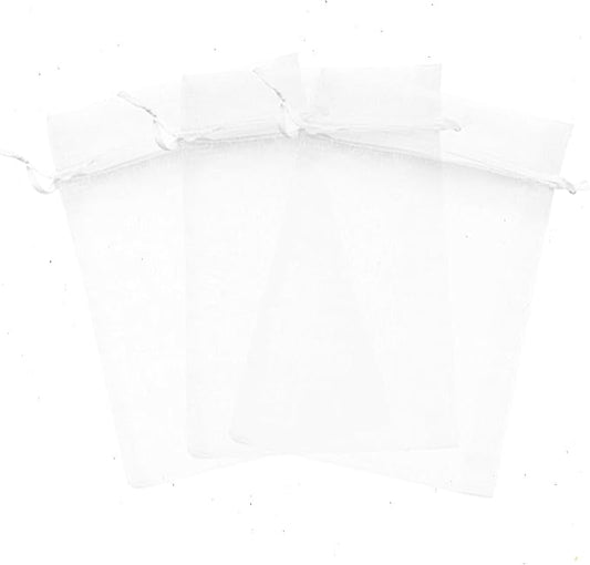300 Pcs White 5x7 Sheer Drawstring Organza Jewelry Pouches Wedding Party Favor Gift Bags Candy Bags by Kyezi+Design+and+Craft