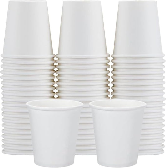 Clawsoff 100 Count 5 oz Disposable Small Paper Bathroom Mouthwash Cups | White Drinking Cups, Hot or Cold Drinking Cups, Leak-Proof, Thickened Durable, Mini Espresso Cups for Party, Travel, Picnic by BuyNow