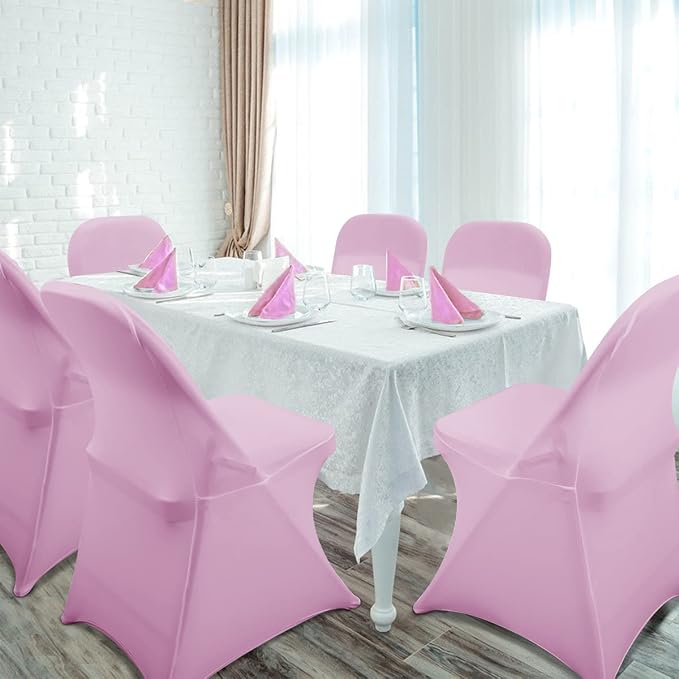 Babenest Stretch Spandex Folding Chair Covers for Wedding, 30PCS Pink | Upgraded Universal Washable, Fitted Chair Slipcovers Protector for Holidays, Banquet, Party, Easter Celebration - Image 7