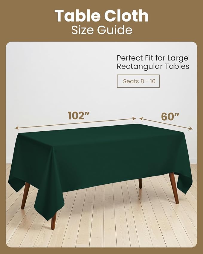Utopia Kitchen Rectangle Table Cloth 1 Pack, Tablecloth Machine Washable, Polyester Table Cover for Dining, Buffet Parties, Picnics, Events, Weddings and Restaurants (60x102 Inches, Hunter Green) - Image 2