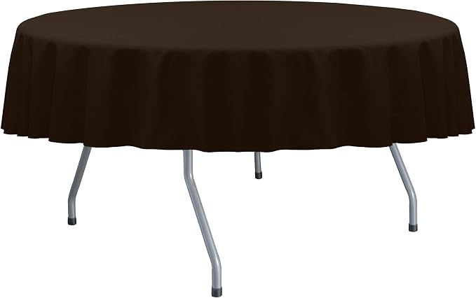 Ultimate Textile 72-Inch Round Cotton-Feel Tablecloth, Chocolate, 5 Pack by UltimateTextile