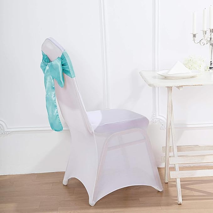 Balsa Circle 100 Turquoise Satin Chair Sashes Bows Ties for Wedding Decorations Party Supplies Events Chair Covers Decor Banquet Reception - Image 6