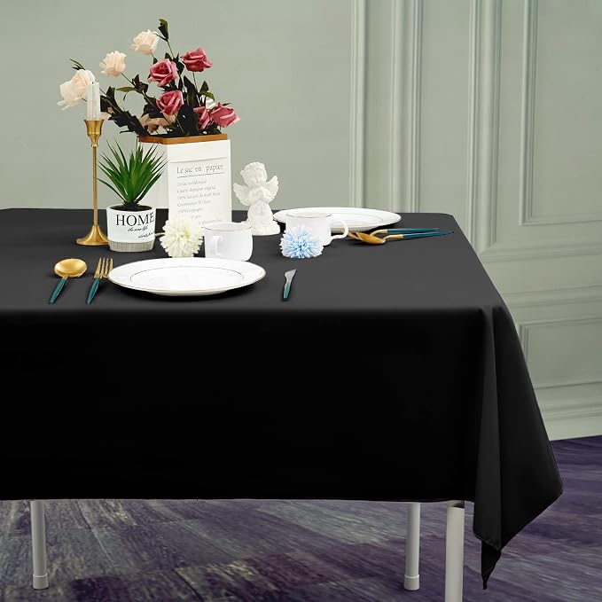 6 Packs Black Square Tablecloths 52 x 52 Inch | Polyester Table Cloth for Square Tables, Stain Wrinkle Resistant Washable Fabric, Perfect for Wedding Banquet Party - Image 3